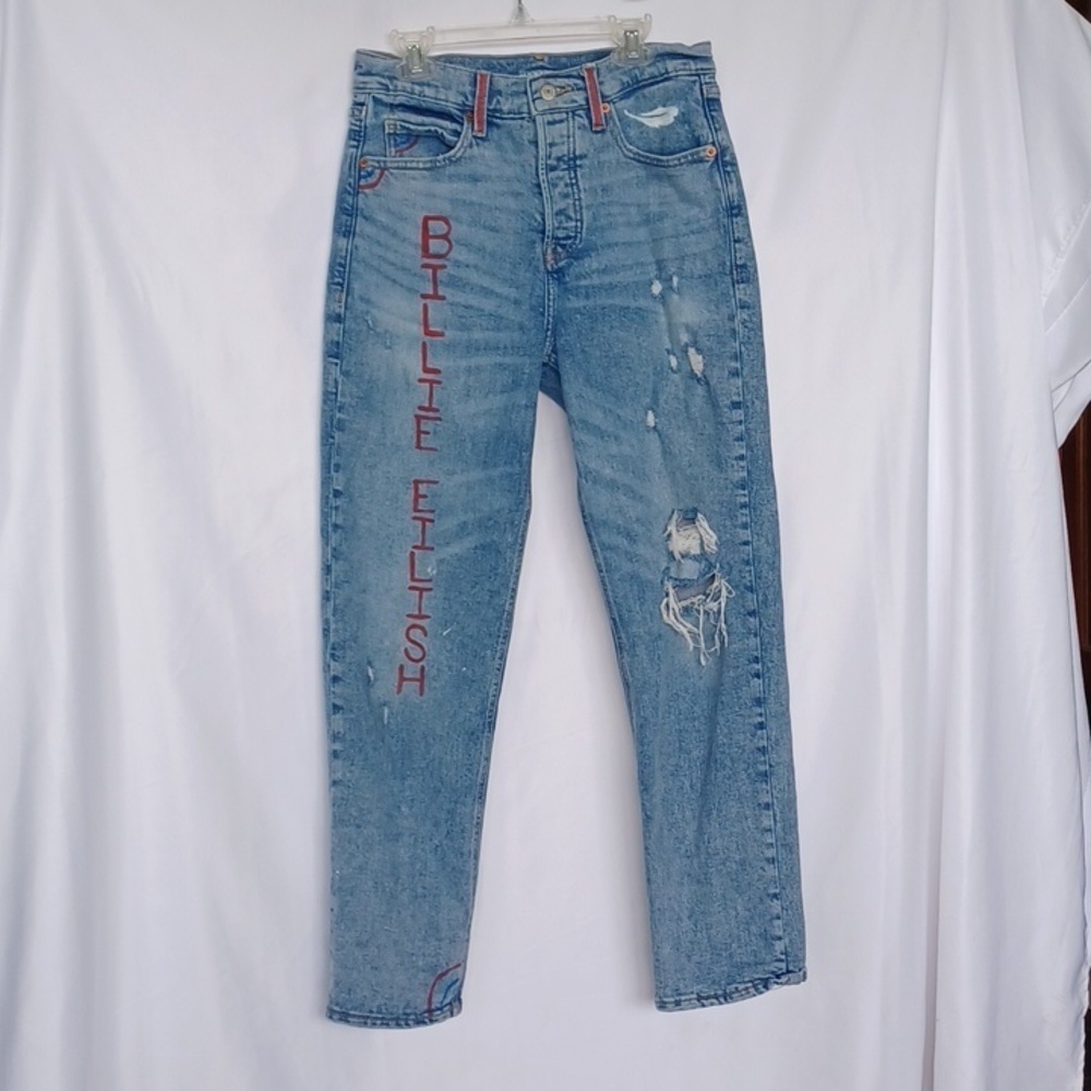 Hand designed Billie Eilish Customized jeans, Old Navy Brand, Sz 2